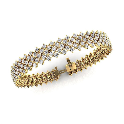 14K Yellow Gold with Diamond Eternity Three Row Tennis Bracelet